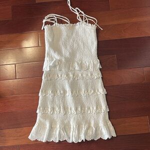 White Ruffled Strap Dress